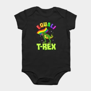 Equali T-Rex Dinosaur with Rainbow Pride Flag Baby Bodysuit